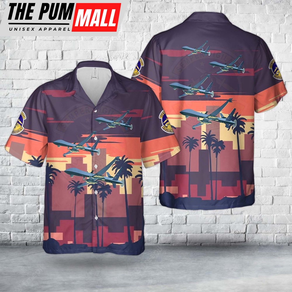 Air Force Hawaiian Shirt, Hurlburt Field, Florida, US Air Force 2nd Special Operations Squadron General Atomics MQ-9 Reaper Hawaiian Shirt