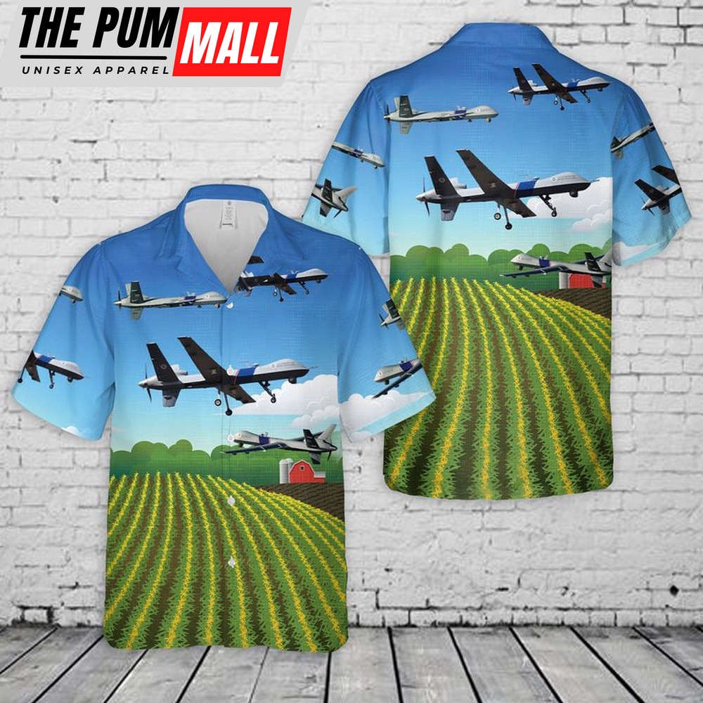 Air Force Hawaiian Shirt, Iowa Air National Guard 132nd Wing MQ-9 Reaper Hawaiian Shirt, Veteran Hawaiian Shirt