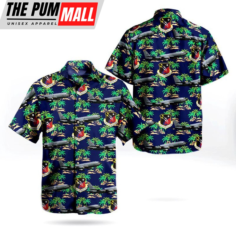 Air Force Hawaiian Shirt, Kansas Air National Guard Boeing KC-135R Stratotanker (717-148) Hawaiian Shirt, Veteran Hawaiian Shirt