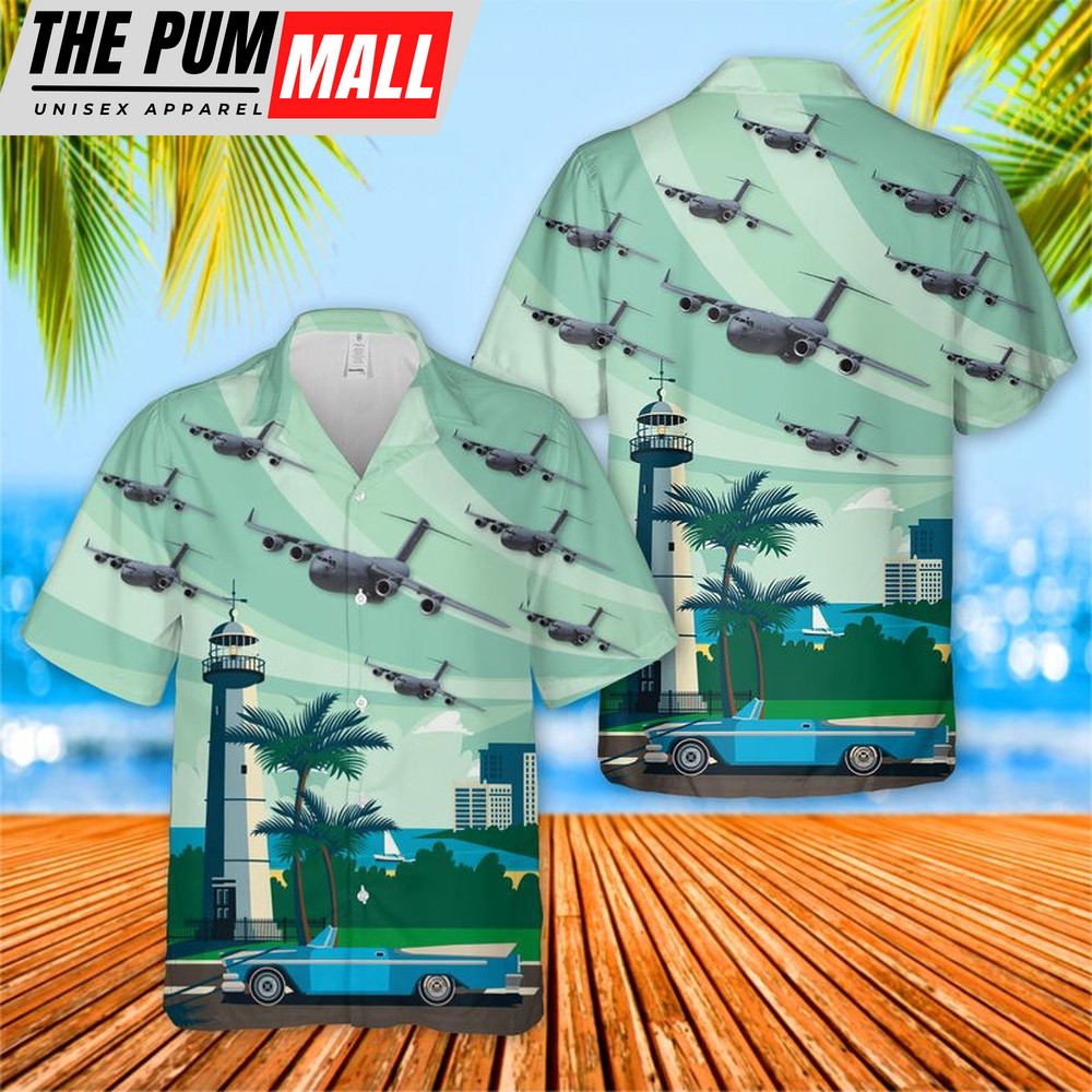 Air Force Hawaiian Shirt, Mississippi Air National Guard 172nd Wing C-17 Globemaster III Hawaiian Shirt, Veteran Hawaiian Shirt