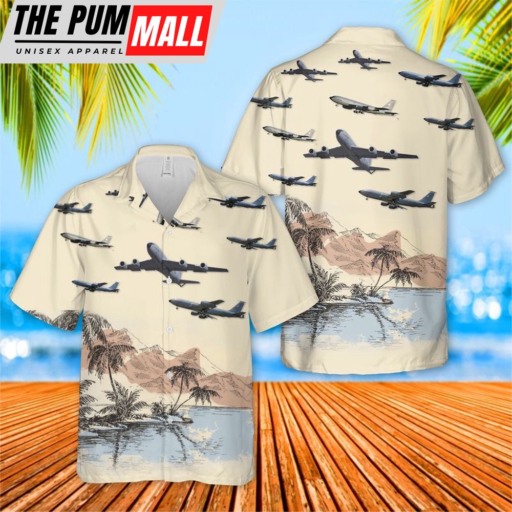 Air Force Hawaiian Shirt, Nebraska Air National Guard Boeing KC-135R Stratotanker 59-1495 Hawaiian Shirt, Veteran Hawaiian Shirt