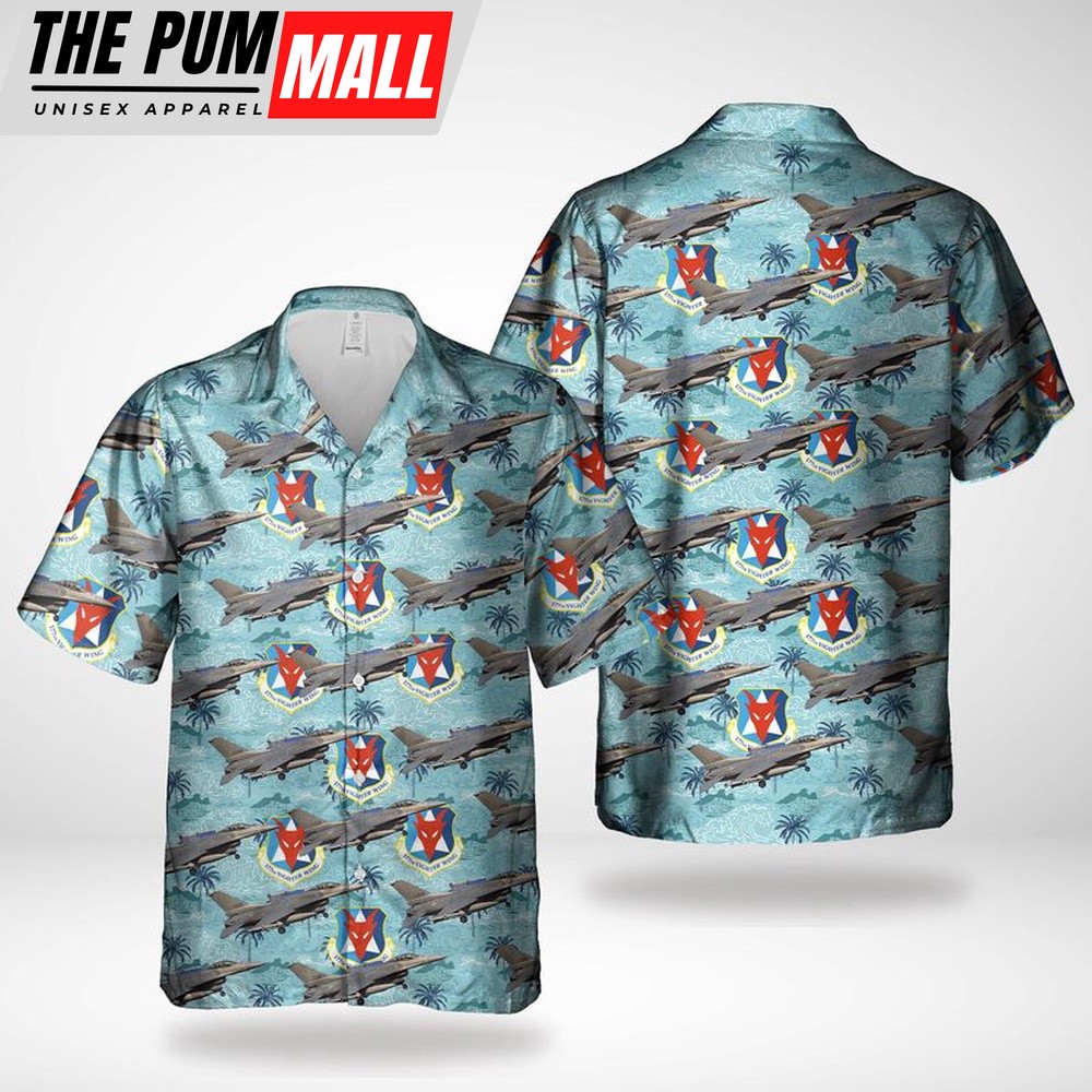 Air Force Hawaiian Shirt, New Jersey Air National Guard, 177th Fighter Wing F-16C Fighting Falcons Hawaiian Shirt, Veteran Hawaiian Shirt
