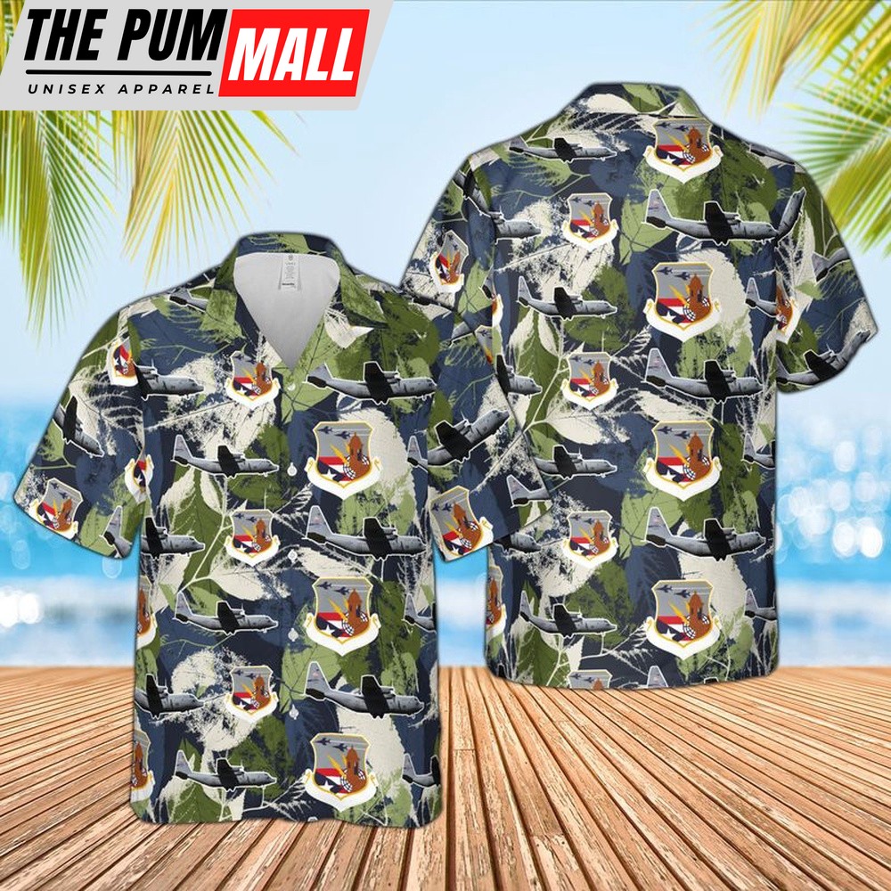 Air Force Hawaiian Shirt, Puerto Rico Air National Guard Lockheed WC-130H Hercules Hawaiian Shirt, Veteran Hawaiian Shirt