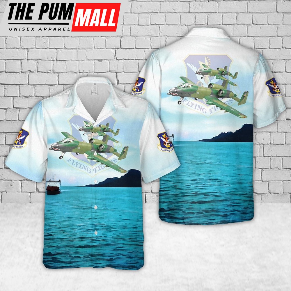 Air Force Hawaiian Shirt, US Air Force 23rd TFW A-10A Flying Tigers Hawaiian Shirt, Veteran Hawaiian Shirt