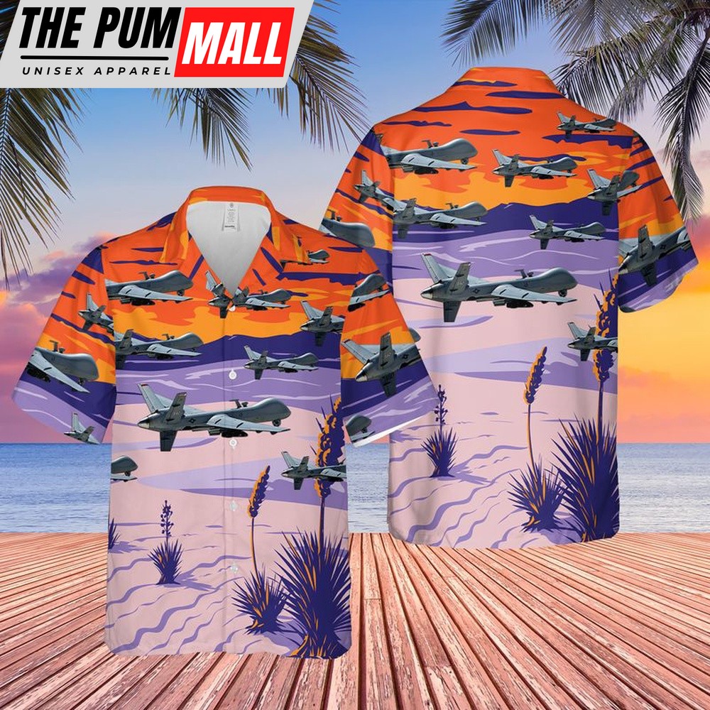 Air Force Hawaiian Shirt, US Air Force 29th Attack Squadron 49th Wing General Atomics MQ-9 Reaper Hawaiian Shirt, Veteran Hawaiian Shirt