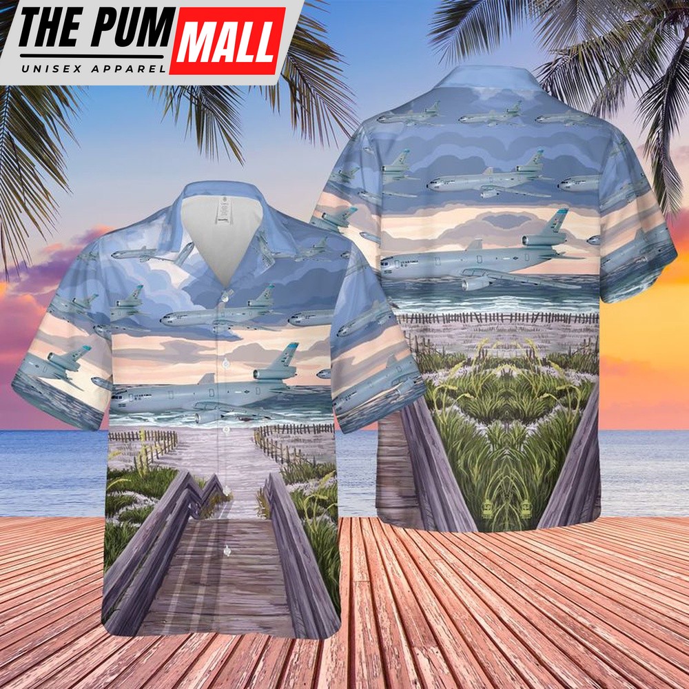 Air Force Hawaiian Shirt, US Air Force 2nd Air Refueling Squadron McDonnell Douglas KC-10 Extender Hawaiian Shirt, Veteran Hawaiian Shirt