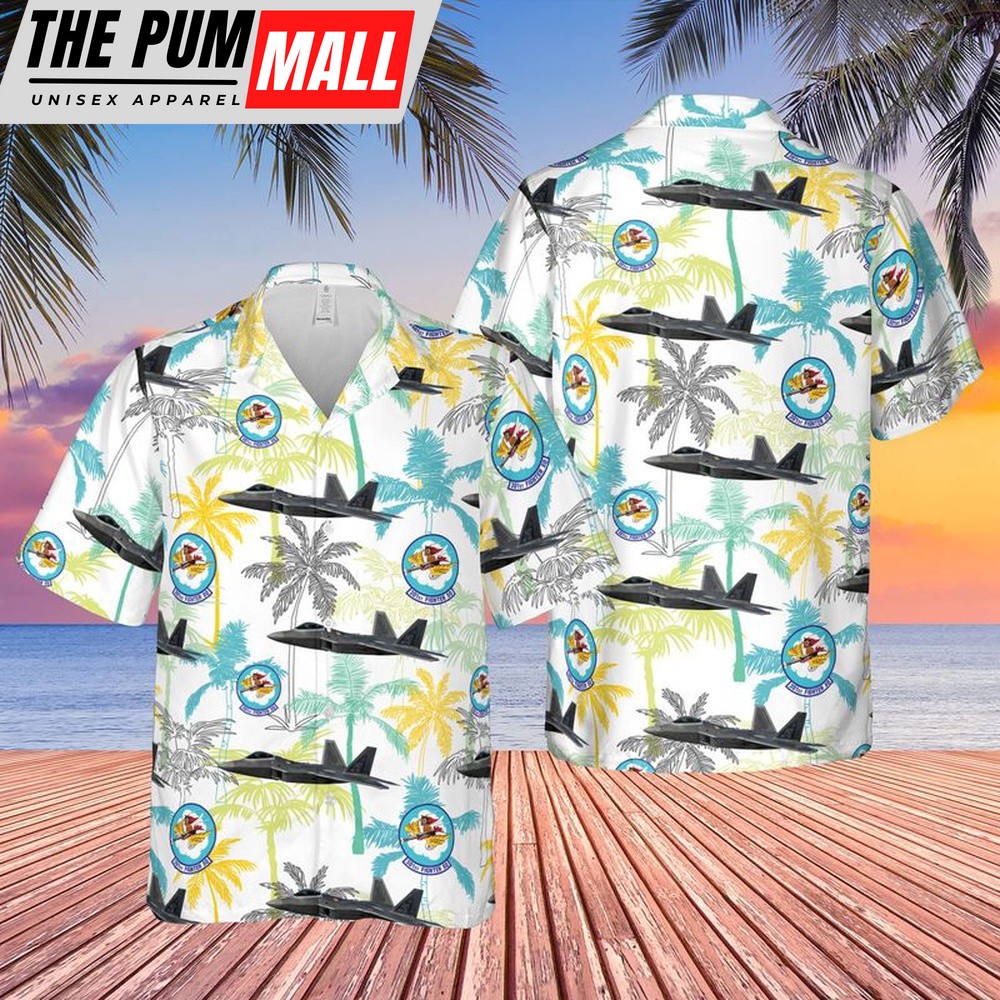 Air Force Hawaiian Shirt, US Air Force 301st Fighter Squadron F-22A Raptor Hawaiian Shirt, Veteran Hawaiian Shirt