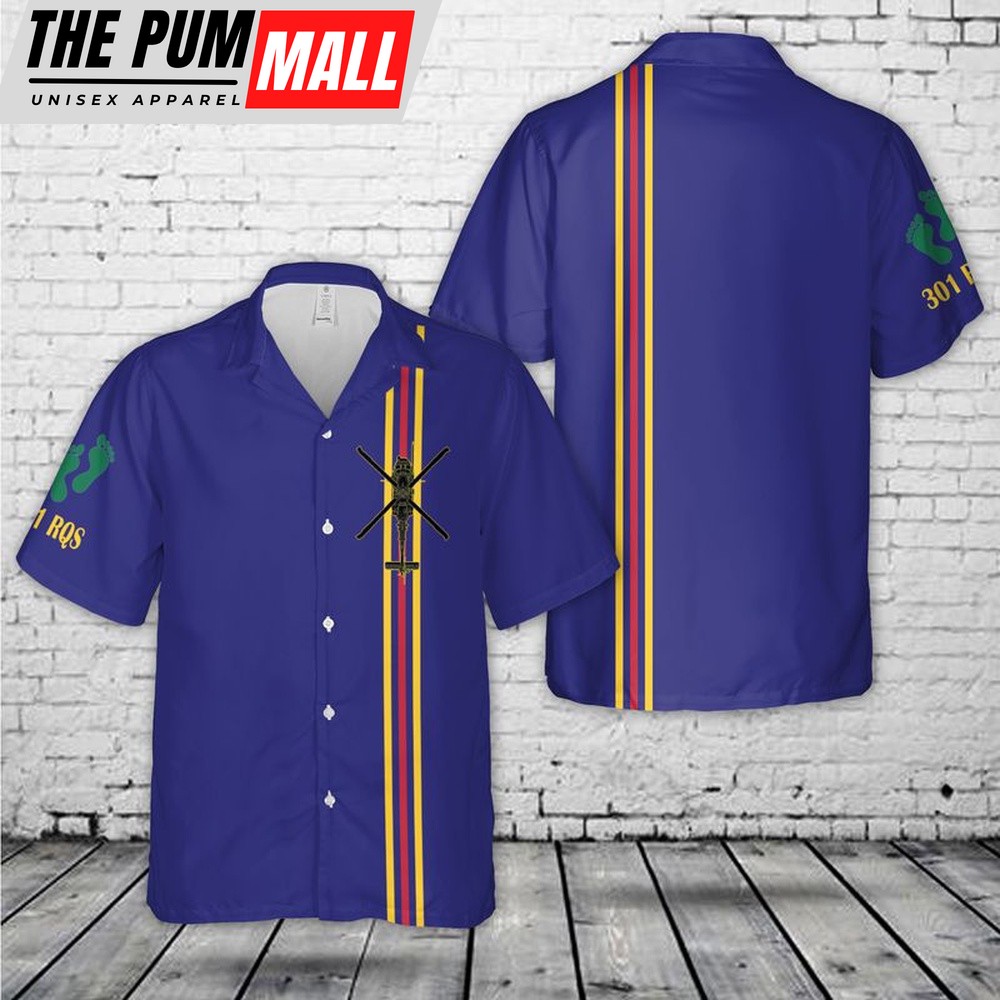 Air Force Hawaiian Shirt, US Air Force 301st Rescue Squadron Helicopter Hawaiian Shirt, Veteran Hawaiian Shirt