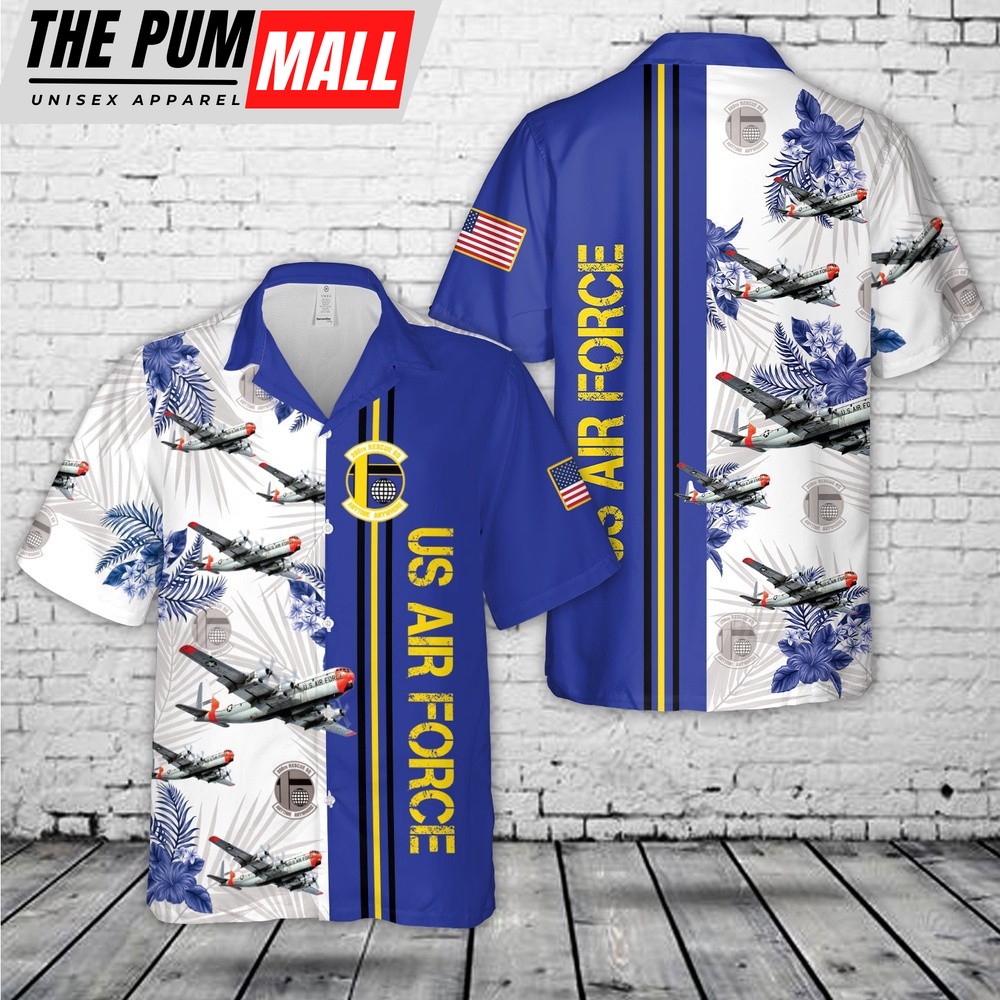 Air Force Hawaiian Shirt, US Air Force 305th Rescue Squadron Boeing KC-97G-26-BO Stratofreighter Hawaiian Shirt, Veteran Hawaiian Shirt