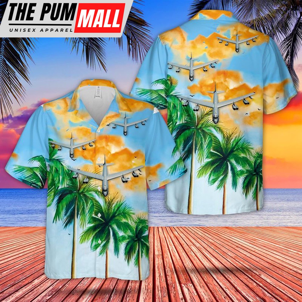 Air Force Hawaiian Shirt, US Air Force 307th Bomb Wing Boeing B-52H Stratofortress Hawaiian Shirt, Veteran Hawaiian Shirt
