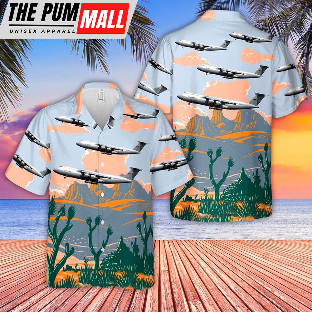 Air Force Hawaiian Shirt, US Air Force 312th Airlift Squadron Lockheed C-5 Galaxy Hawaiian Shirt, Veteran Hawaiian Shirt
