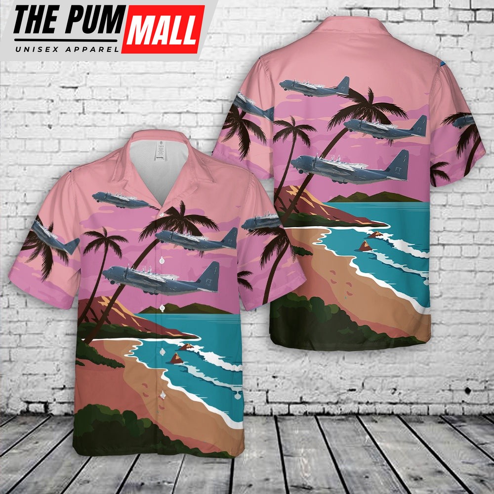 Air Force Hawaiian Shirt, US Air Force 347th Rescue Group Lockheed Martin HC-130J Combat King II Hawaiian Shirt, Veteran Hawaiian Shirt