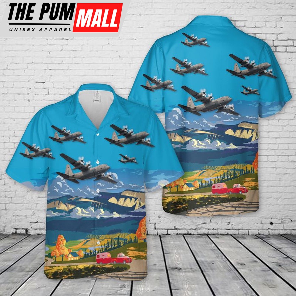 Air Force Hawaiian Shirt, US Air Force 36th Airlift Squadron Lockheed C-130 Hercules Hawaiian Shirt, Veteran Hawaiian Shirt