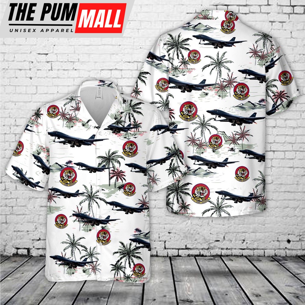 Air Force Hawaiian Shirt, US Air Force 37th Bomb Squadron B-1B Lancer Hawaiian Shirt, Veteran Hawaiian Shirt