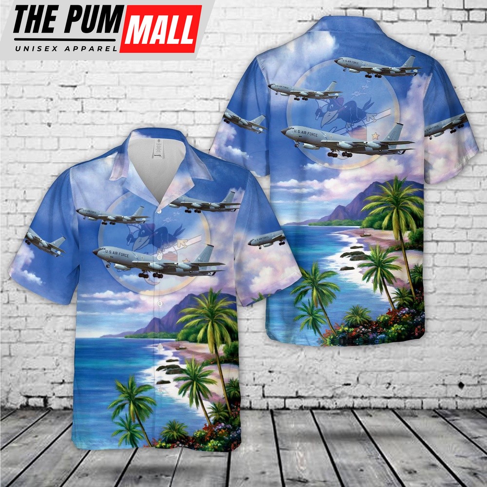 Air Force Hawaiian Shirt, US Air Force 380th Air Refueling Squadron Boeing KC-135A Stratotanker Hawaiian Shirt, Veteran Hawaiian Shirt