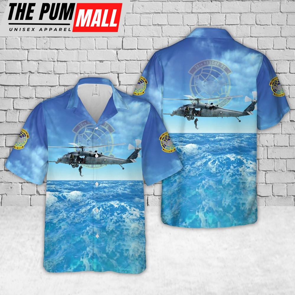 Air Force Hawaiian Shirt, US Air Force 38th Rescue Squadron Sikorsky HH-60G Pave Hawk Hawaiian Shirt, Veteran Hawaiian Shirt