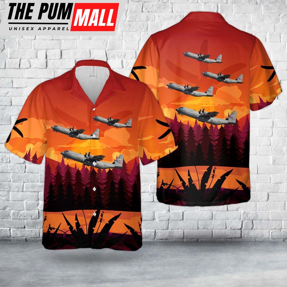 Air Force Hawaiian Shirt, US Air Force 39th Airlift Squadron Lockheed C-130J Super Hercules Hawaiian Shirt, Veteran Hawaiian Shirt