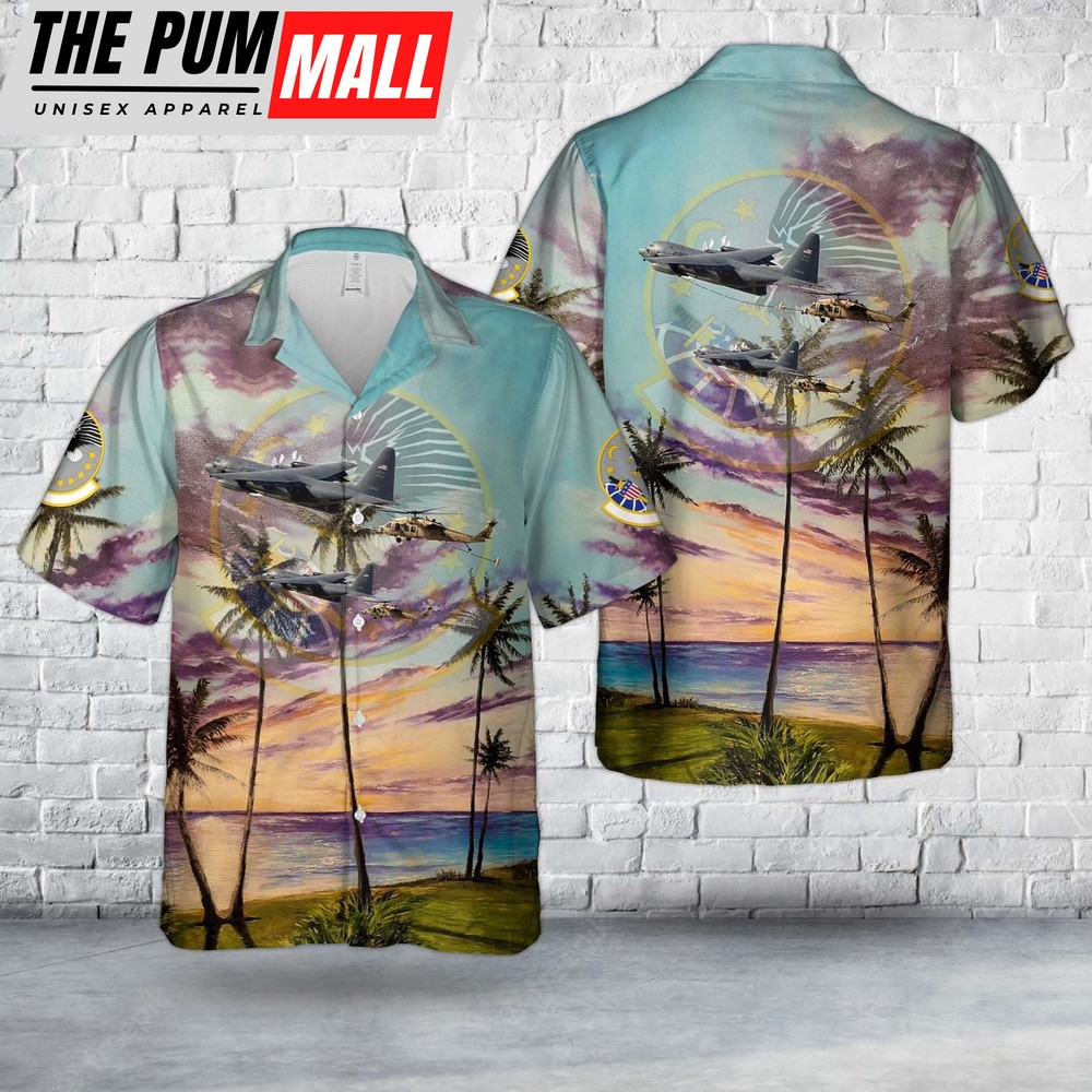 Air Force Hawaiian Shirt, US Air Force 39th Squadron HC-130PN refuels a 301st Rescue Squadron HH-60G Hawaiian Shirt, Veteran Hawaiian Shirt