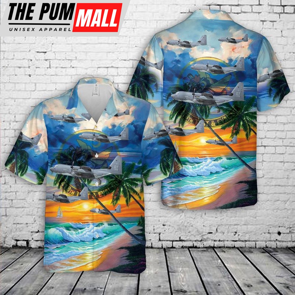 Air Force Hawaiian Shirt, US Air Force 418th Test and Evaluation Squadron Lockheed HC-130J Combat King II Hawaiian Shirt, Veteran Hawaiian Shirt