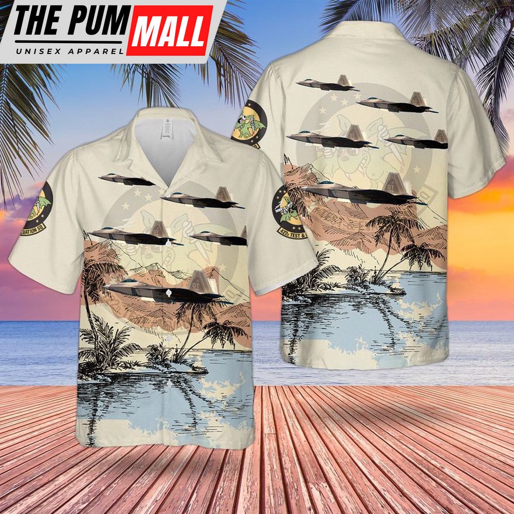 Air Force Hawaiian Shirt, US Air Force 422d Test and Evaluation Squadron Lockheed Martin F-22A Block 30 Raptor 06-4124 Hawaiian Shirt