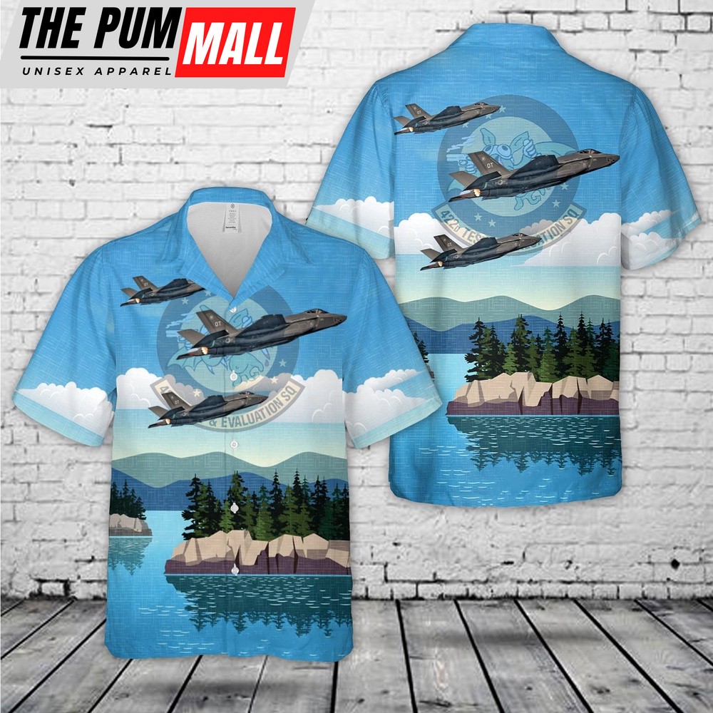 Air Force Hawaiian Shirt, US Air Force 422d Test and Evaluation Squadron Lockheed Martin F-35A Lightning II 10-5020 Hawaiian Shirt, Veteran Hawaiian Shirt
