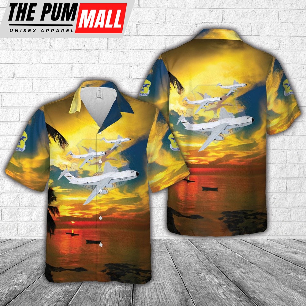 Air Force Hawaiian Shirt, US Air Force 436th MAW C-5A Galaxy Hawaiian Shirt, Veteran Hawaiian Shirt