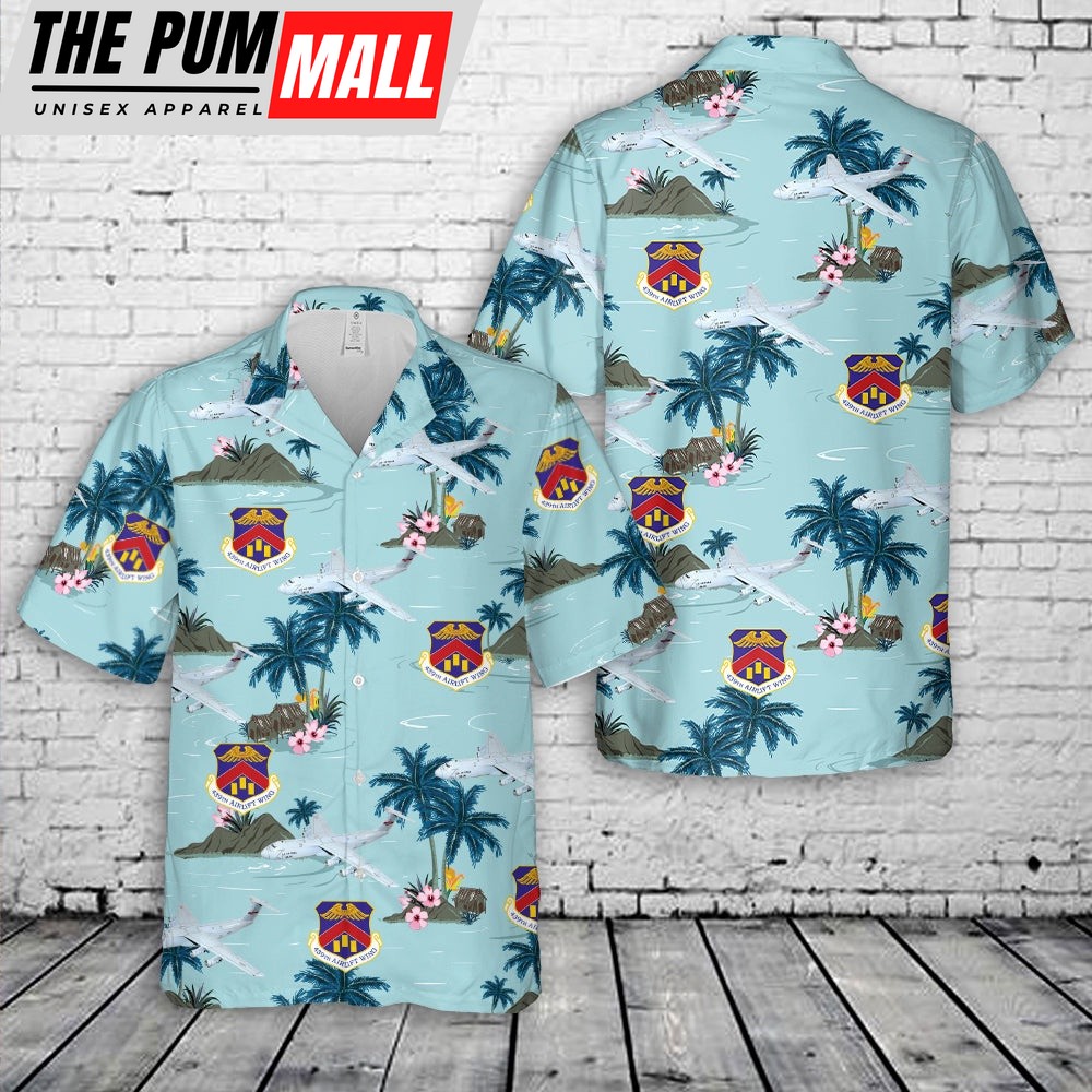 Air Force Hawaiian Shirt, US Air Force 439th Airlift Wing, Lockheed Martin C-5M Super Galaxy Hawaiian Shirt, Veteran Hawaiian Shirt