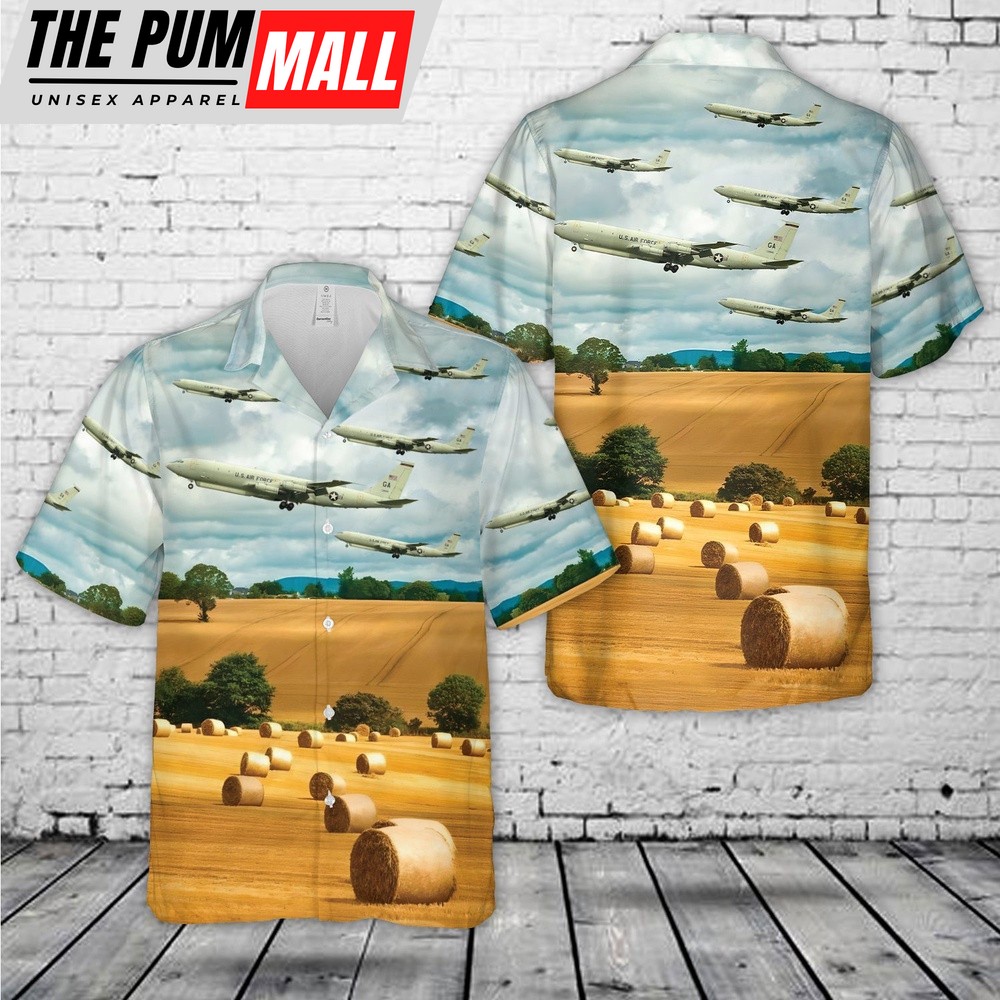 Air Force Hawaiian Shirt, US Air Force 461st Air Control Wing E8C J-STARS Hawaiian Shirt, Veteran Hawaiian Shirt