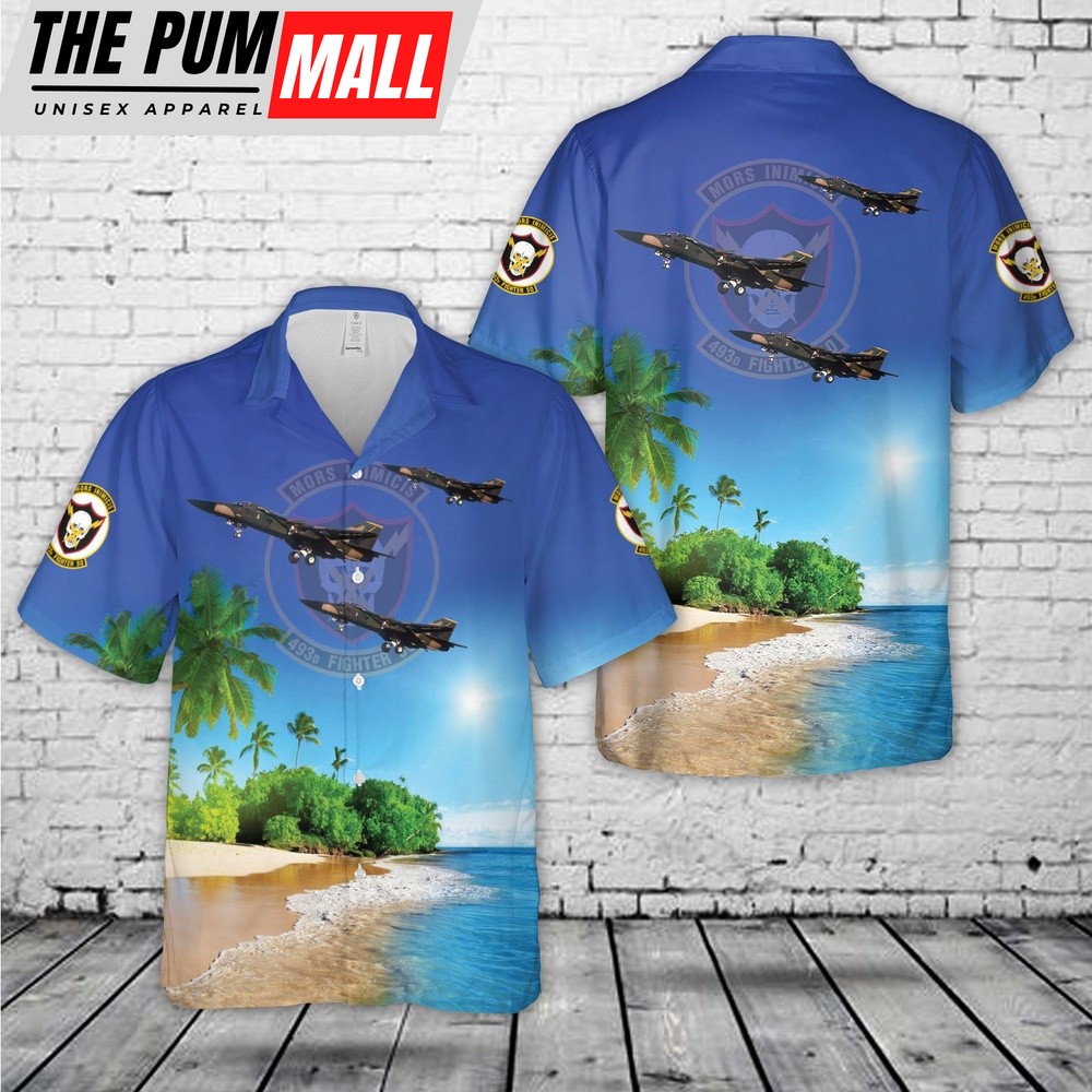 Air Force Hawaiian Shirt, US Air Force 493rd Fighter Squadron The Grim Reapers General Dynamics F-111F Aardvark Hawaiian Shirt, Veteran Hawaiian Shirt