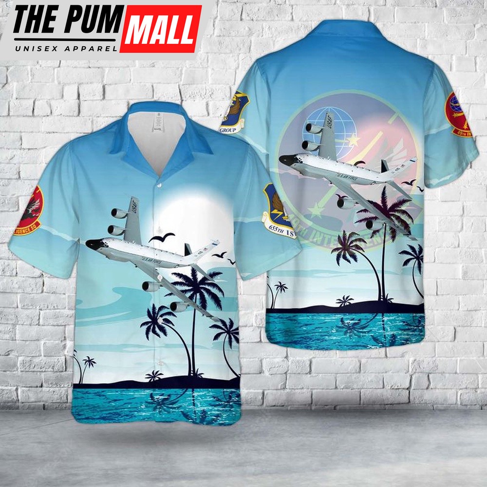 Air Force Hawaiian Shirt, US Air Force 49th Intelligence Squadron RC-135 Hawaiian Shirt, Veteran Hawaiian Shirt