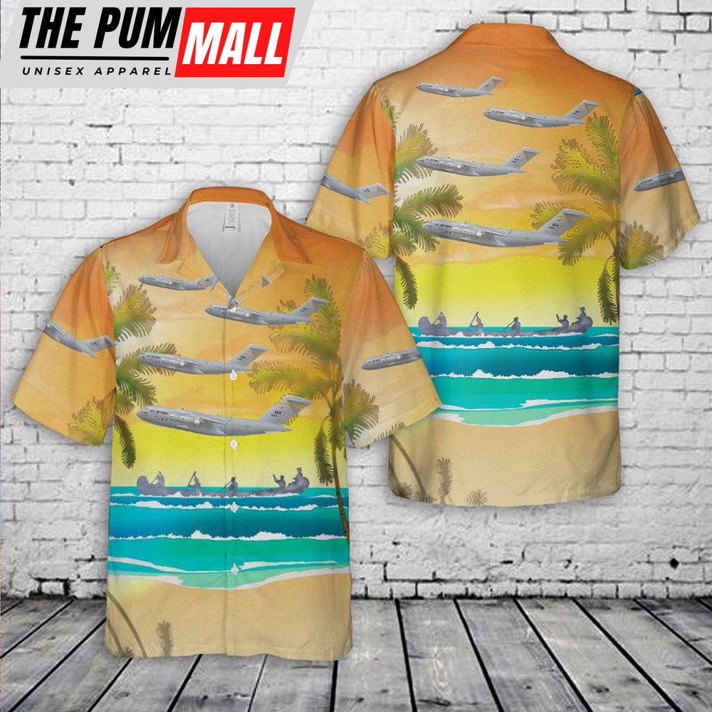 Air Force Hawaiian Shirt, US Air Force 535th Airlift Squadron C-17 Globemaster III Hawaiian Shirt, Veteran Hawaiian Shirt