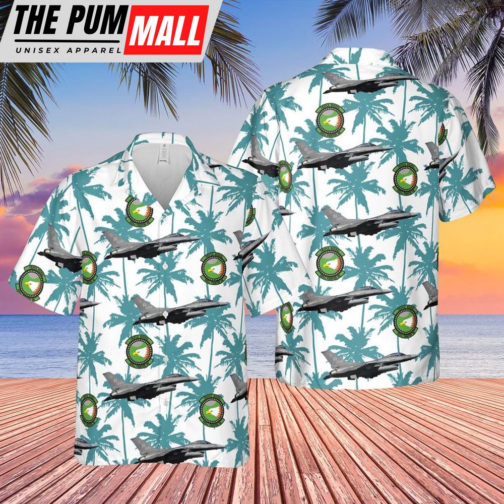 Air Force Hawaiian Shirt, US Air Force 555th Fighter Squadron F-16C Fighting Falcon Hawaiian Shirt, Veteran Hawaiian Shirt