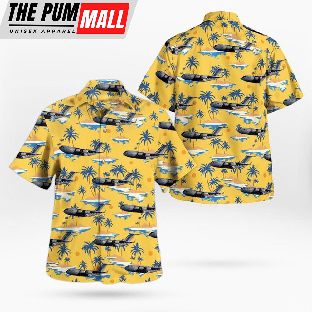 Air Force Hawaiian Shirt, US Air Force 62nd Airlift Wing (62 AW) C-17 Globemaster III Hawaiian Shirt, Veteran Hawaiian Shirt