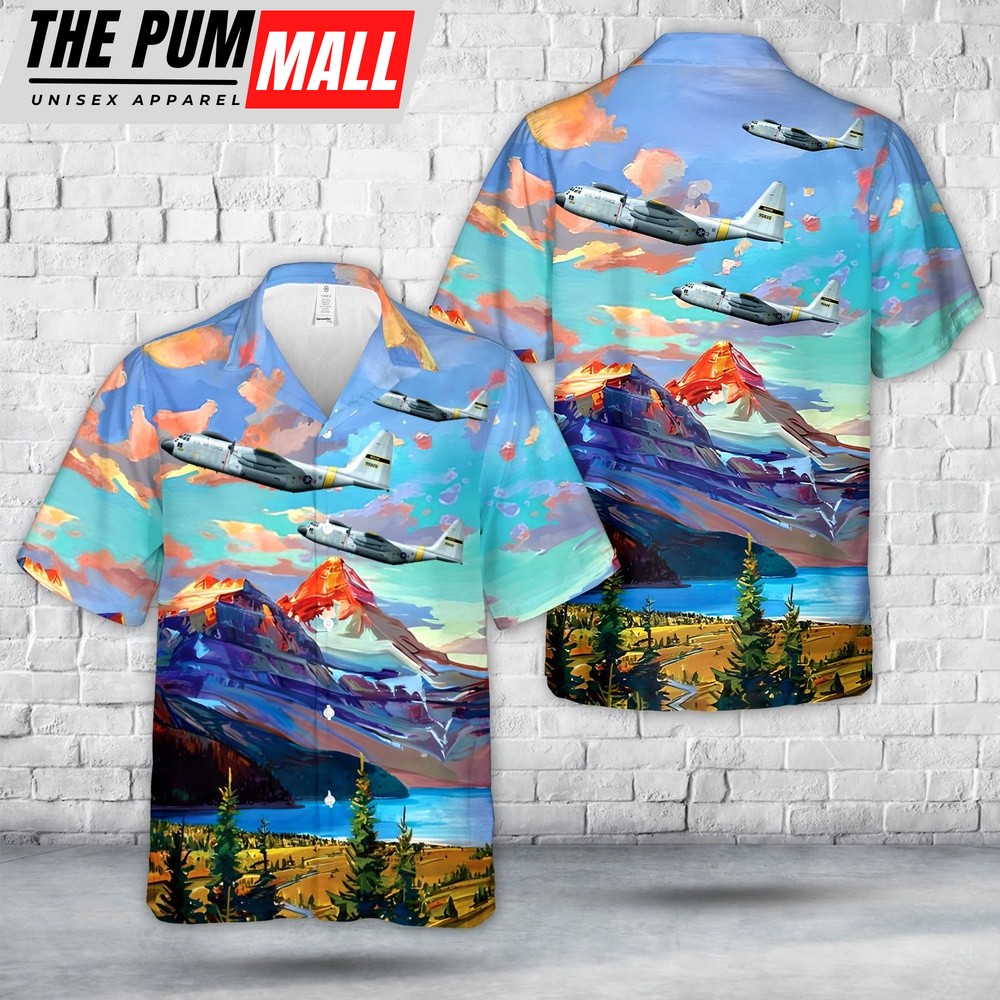 Air Force Hawaiian Shirt, US Air Force 69-5826 HC-130N Combat King 67th Aerospace Rescue and Recovery Squadron Hawaiian Shirt