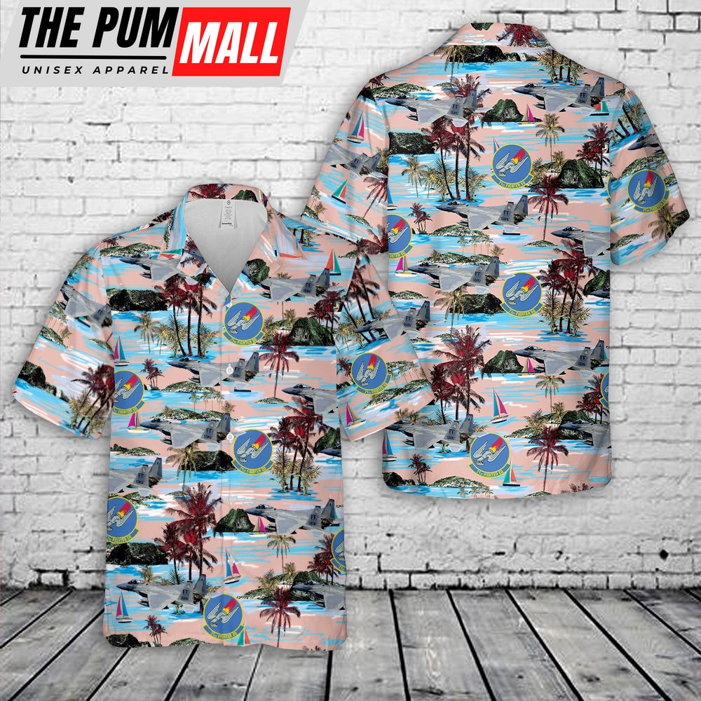 Air Force Hawaiian Shirt, US Air Force 71st Fighter Squadron F-15 Eagle Hawaiian Shirt, Veteran Hawaiian Shirt