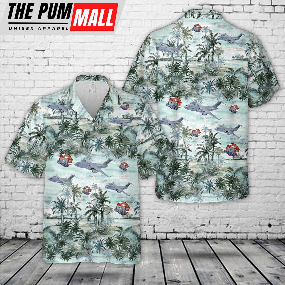 Air Force Hawaiian Shirt, US Air Force 728th Airlift Squadron Flying Knights Boeing C-17 Globemaster III Hawaiian Shirt, Veteran Hawaiian Shirt