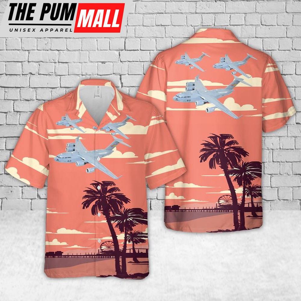 Air Force Hawaiian Shirt, US Air Force 729th Airlift Squadron C-17 Globemaster III Hawaiian Shirt, Veteran Hawaiian Shirt