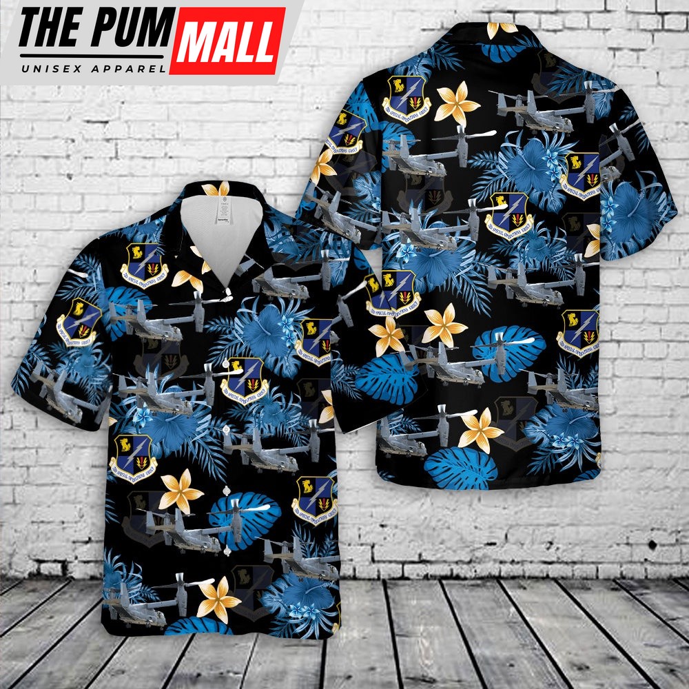 Air Force Hawaiian Shirt, US Air Force 752nd Special Operations Group CV-22 Osprey Hawaiian Shirt, Veteran Hawaiian Shirt