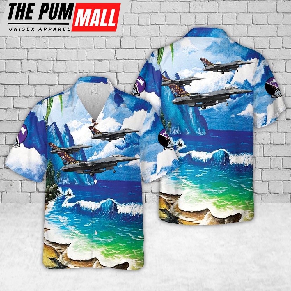 Air Force Hawaiian Shirt, US Air Force 89-2030, F-16C, 31st FW, 510th FS, Aviano AFB Hawaiian Shirt, Veteran Hawaiian Shirt