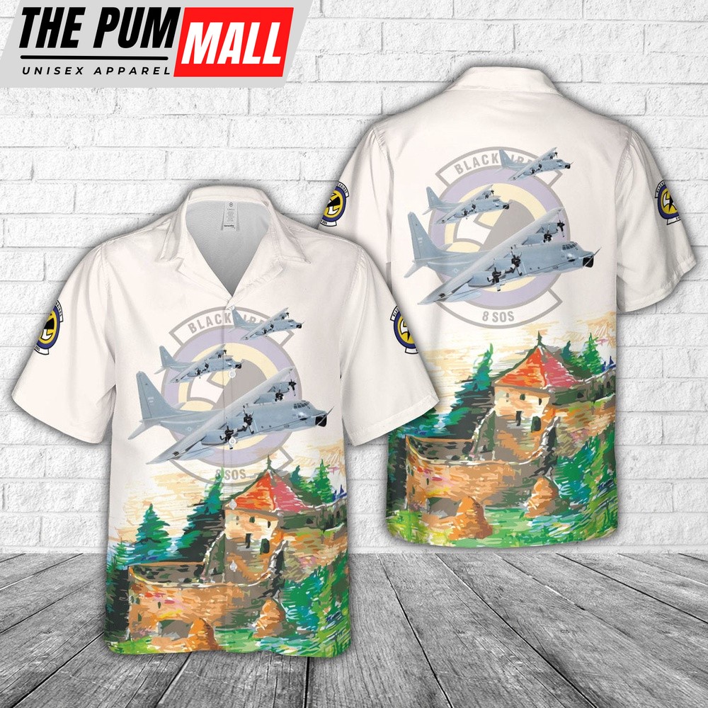 Air Force Hawaiian Shirt, US Air Force 8th Special Operations Squadron (8th SOS) Lockheed Martin MC-130E Blackbirds Hawaiian Shirt