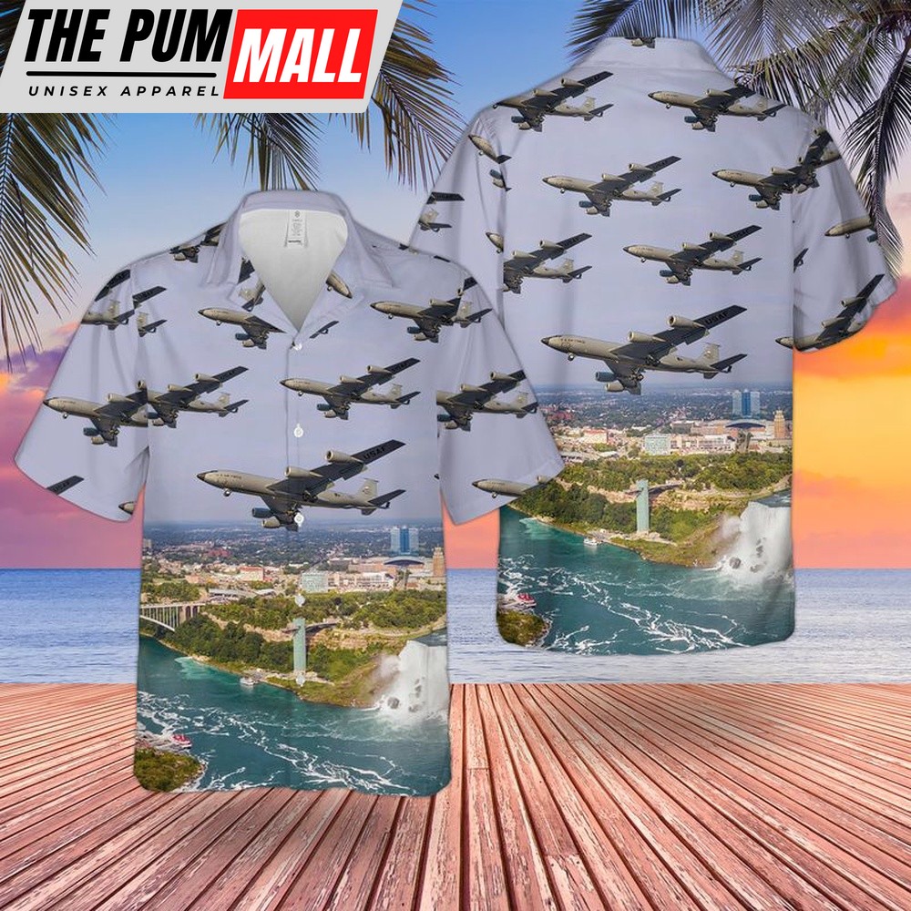 Air Force Hawaiian Shirt, US Air Force 914th Air Refueling Wing Boeing KC-135R Stratotanker Hawaiian Shirt, Veteran Hawaiian Shirt