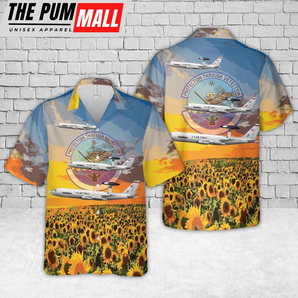 Air Force Hawaiian Shirt, US Air Force 960th Airborne Air Control Squadron E-3B Sentry Hawaiian Shirt, Veteran Hawaiian Shirt