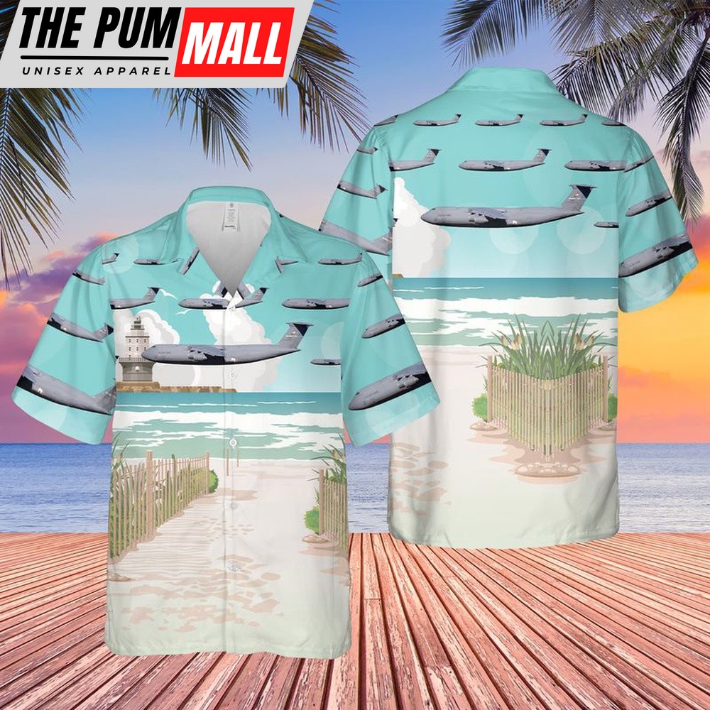 Air Force Hawaiian Shirt, US Air Force 9th Airlift Squadron Proud Pelicans Lockheed C-5M Super Galaxy Hawaiian Shirt, Veteran Hawaiian Shirt
