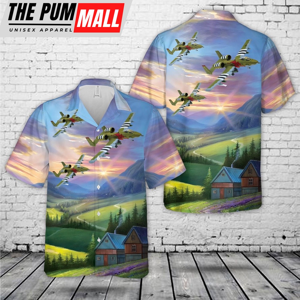 Air Force Hawaiian Shirt, US Air Force A-10 (A-10C) Thunderbolt II Michigan 127th Wing ANG Hawaiian Shirt, Veteran Hawaiian Shirt