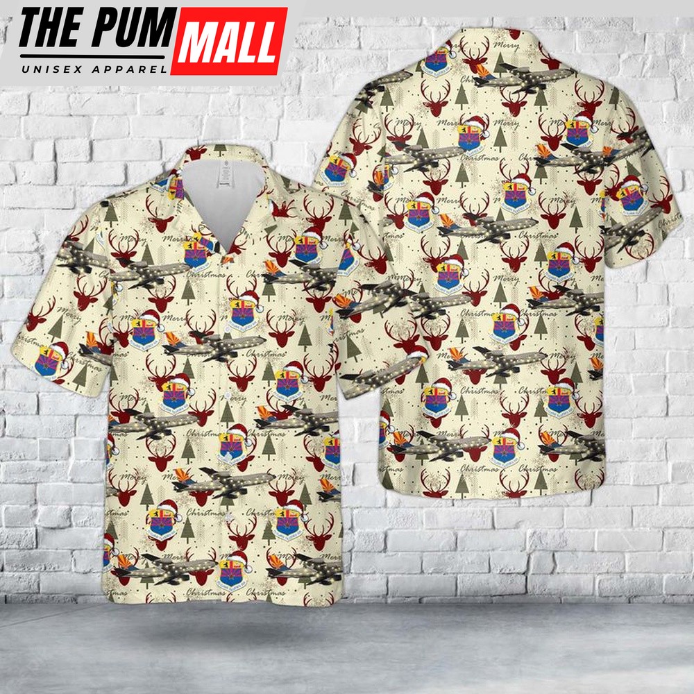 Air Force Hawaiian Shirt, US Air Force Arizona Air National Guard 161st Air Refueling Wing KC-135R Stratotanker Christmas Hawaiian Shirt