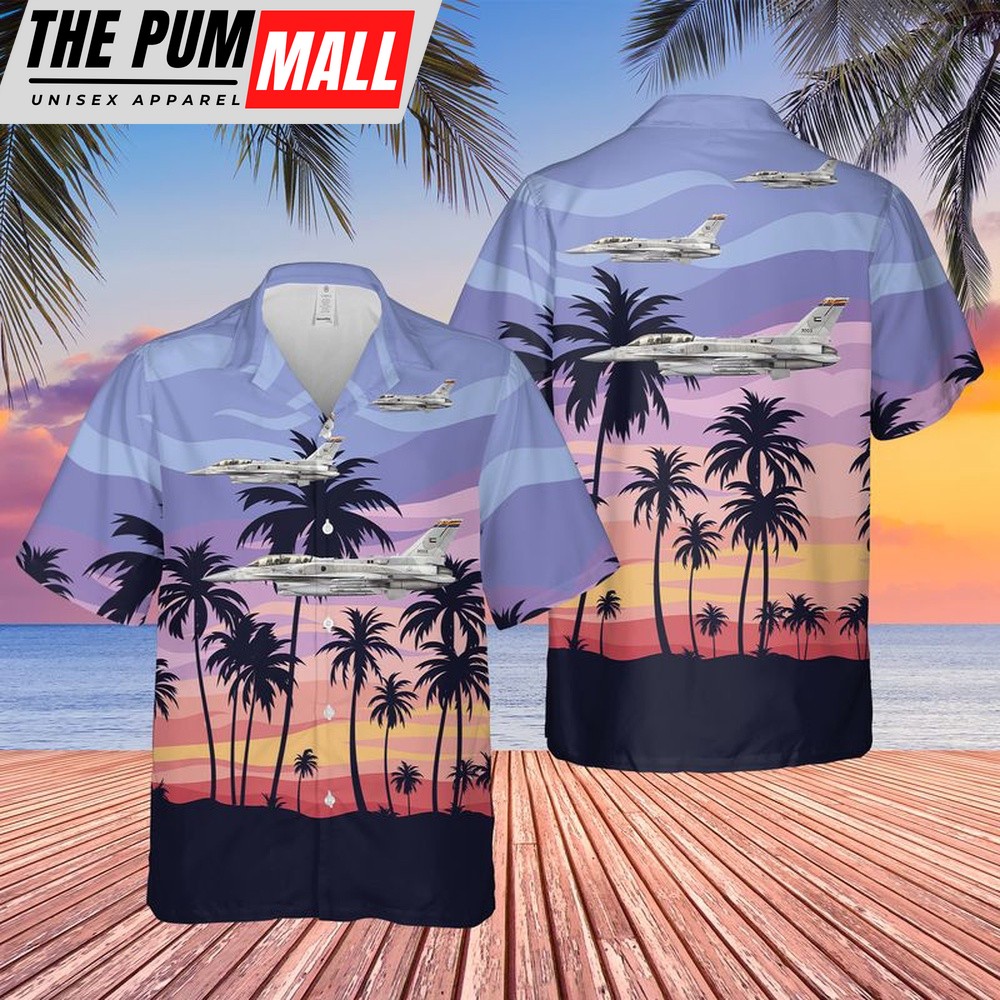 Air Force Hawaiian Shirt, US Air Force Arizona Air National Guard 162d Fighter Wing 148th Fighter Squadron Block 20 F-16AB Fighting Falcon Hawaiian Shirt