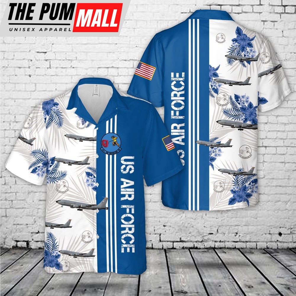 Air Force Hawaiian Shirt, US Air Force Arizona Air National Guard 197th Air Refueling Squadron KC-135R Stratotanker Hawaiian Shirt