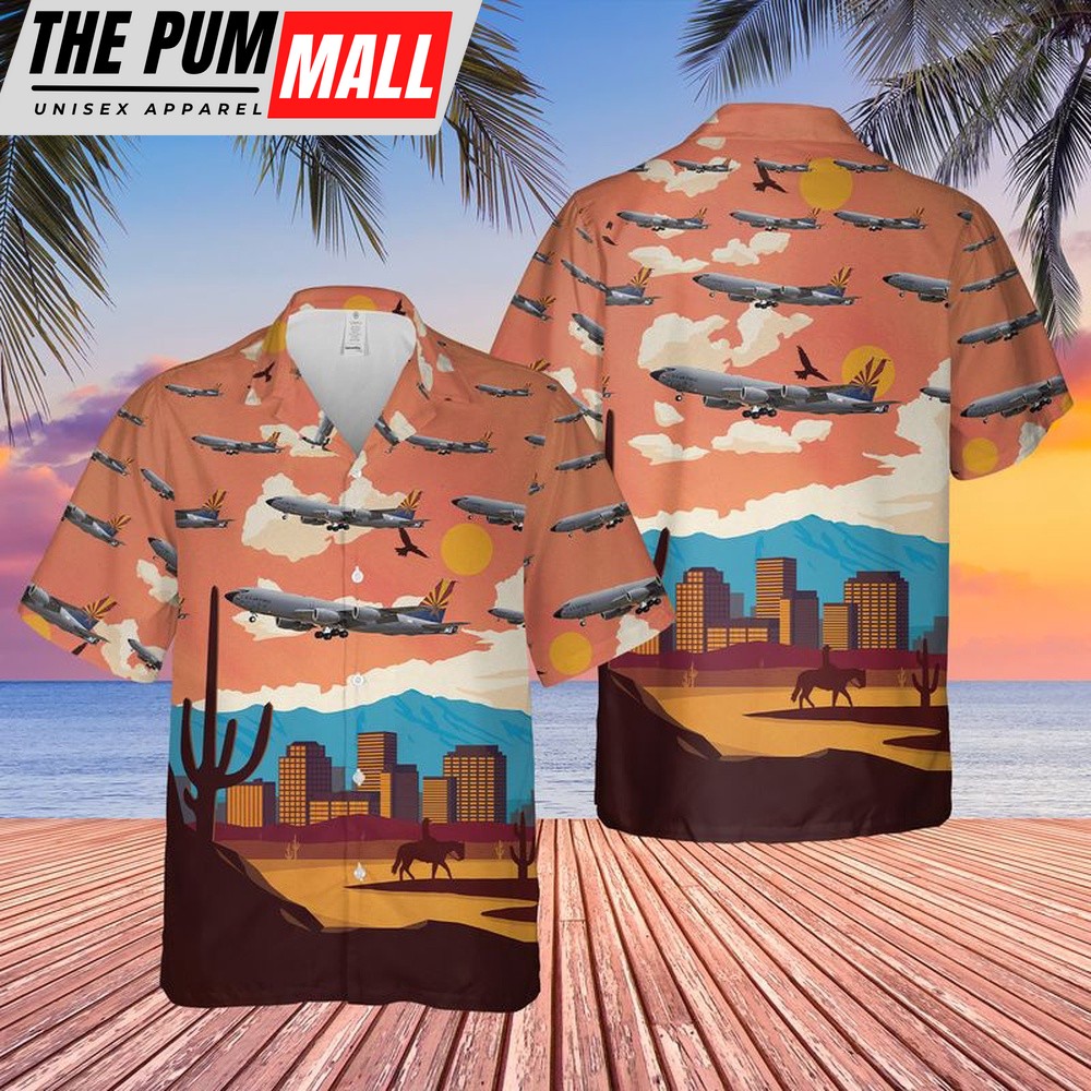 Air Force Hawaiian Shirt, US Air Force Arizona Air National Guard Boeing KC-135R Stratotanker Hawaiian Shirt, Veteran Hawaiian Shirt