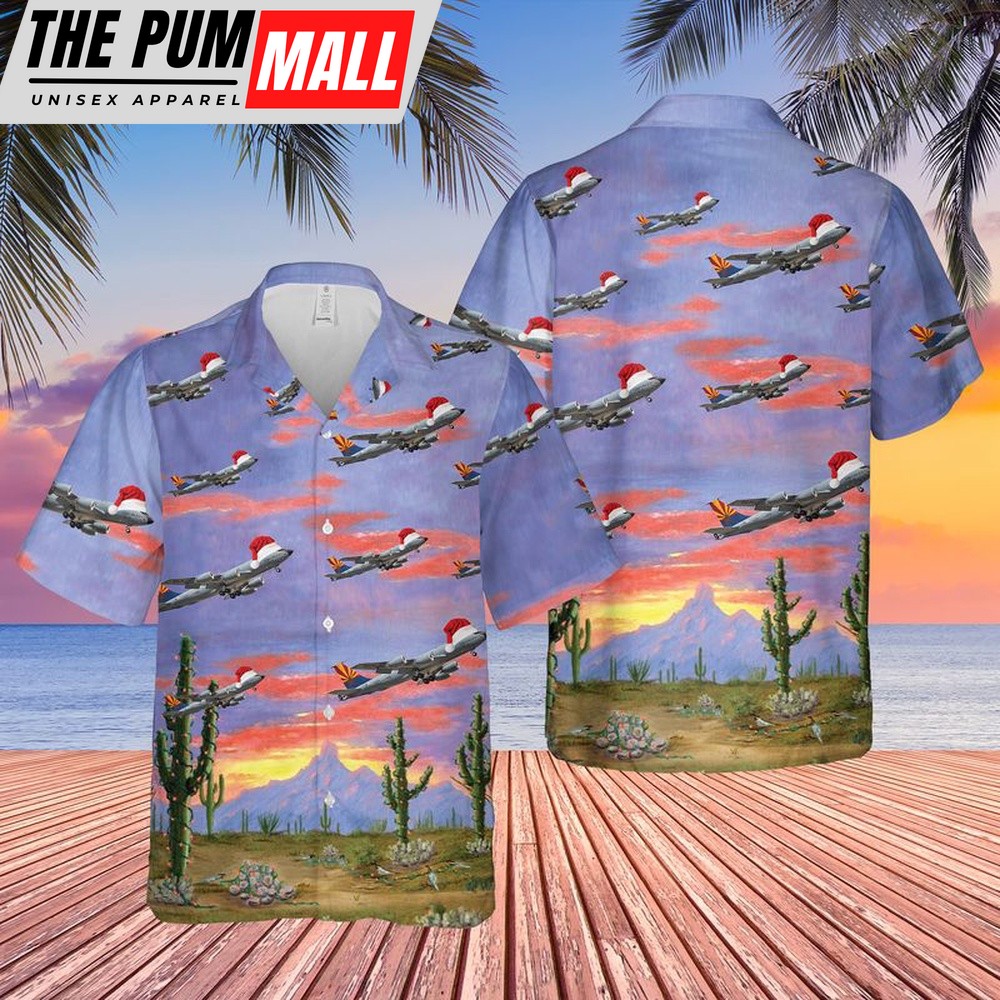 Air Force Hawaiian Shirt, US Air Force Arizona Air National Guard Boeing KC-135R Stratotanker Christmas Hawaiian Shirt, Veteran Hawaiian Shirt