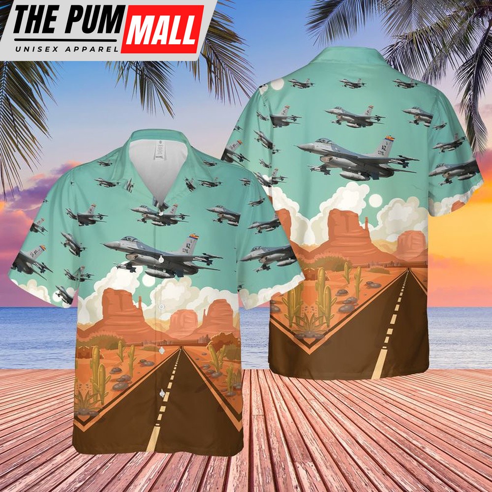 Air Force Hawaiian Shirt, US Air Force Arizona Air National Guard F-16 Fighting Falcon Hawaiian Shirt, Veteran Hawaiian Shirt